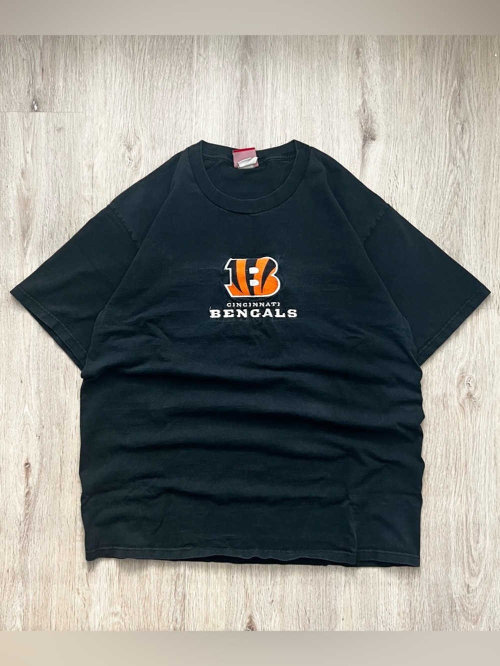 Vintage NFL Cincinnati Bengals Football T-Shirt Sz L Black Short Sleeve 90s Y2K